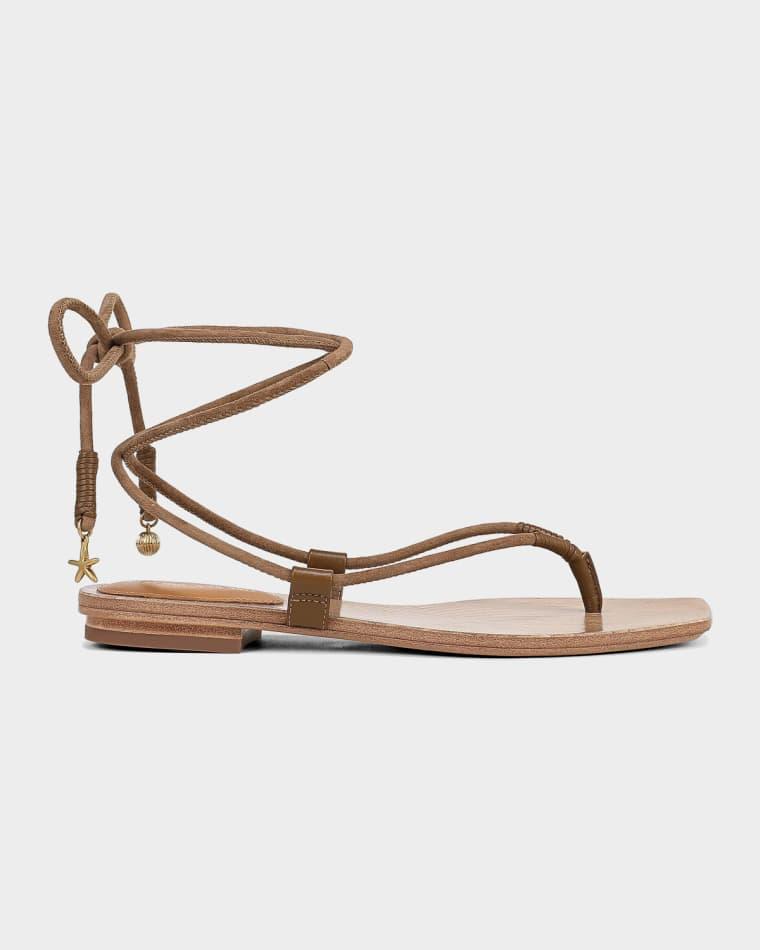 Rosetta Suede Ankle-Wrap Flat Sandals by VERONICA BEARD