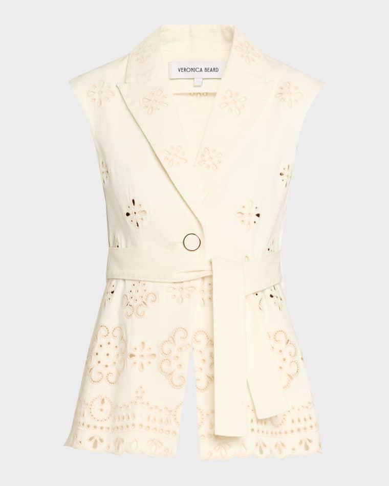 Townes Eyelet Twill Vest by VERONICA BEARD
