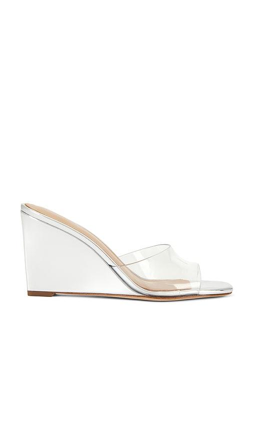 Veronica Beard Asha Wedge Sandal in Metallic Silver, grey by VERONICA BEARD