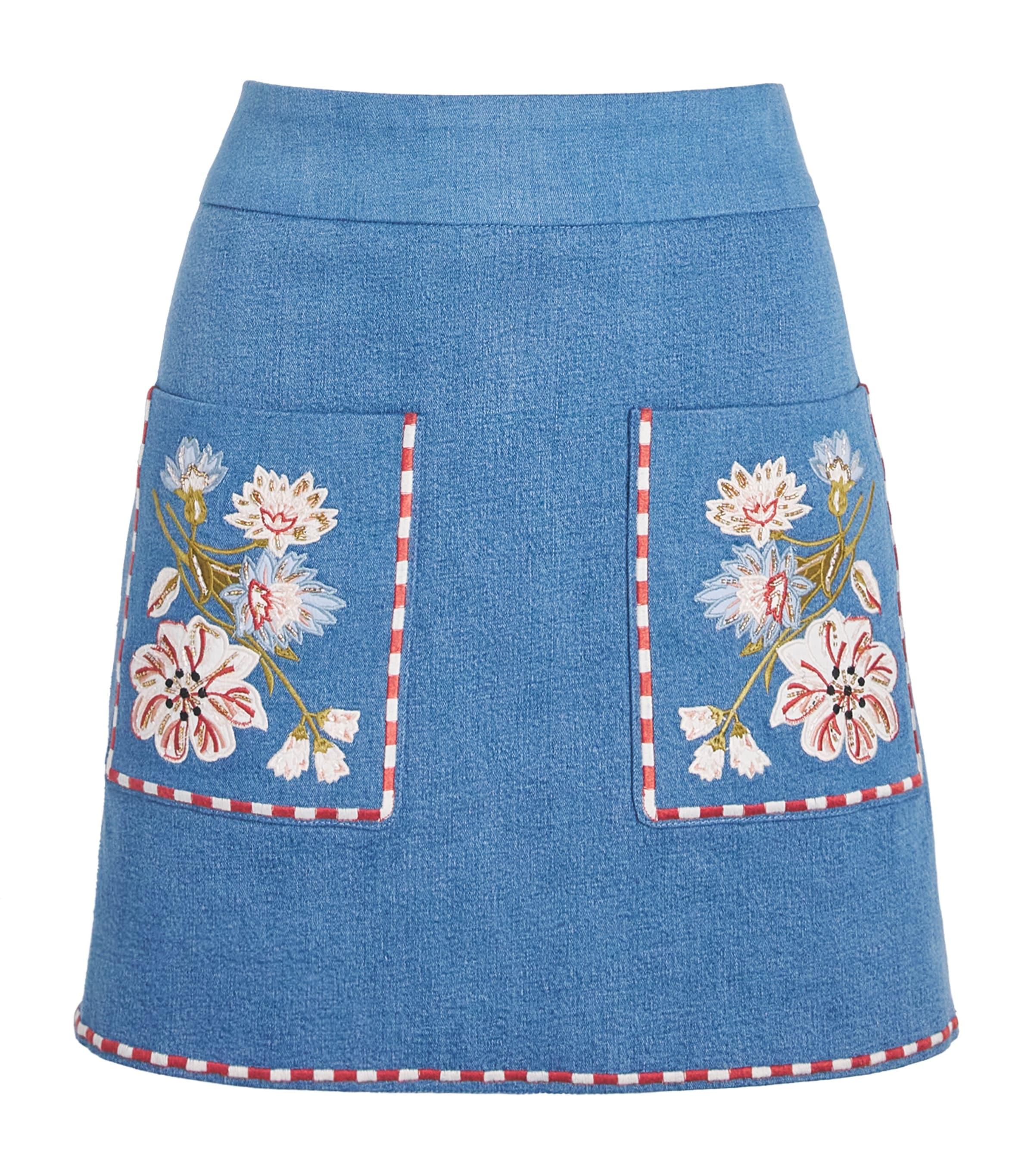 Veronica Beard Denim Embroidered Mini Skirt by VERONICA BEARD
