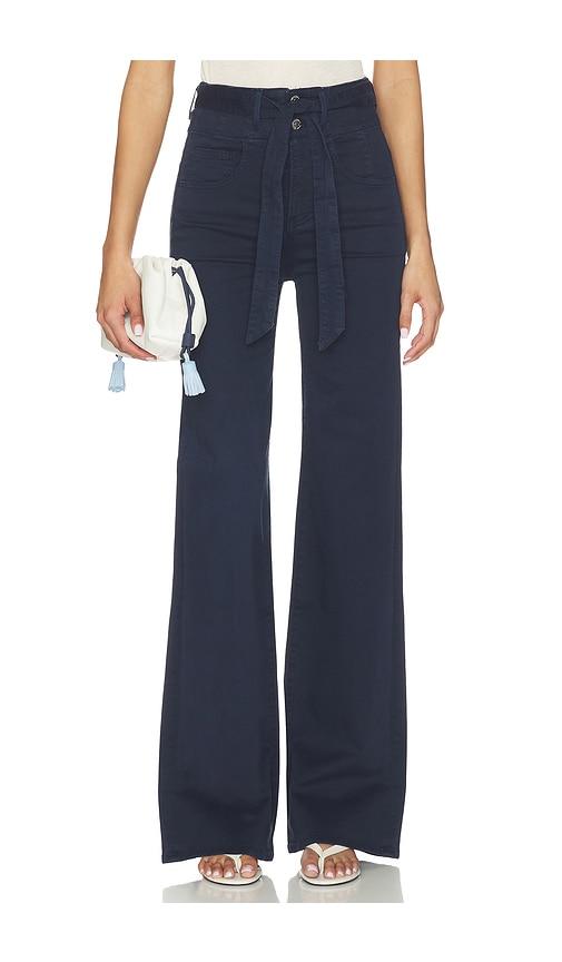 Veronica Beard Rosanna Corset Wide Leg Jeans in Navy by VERONICA BEARD