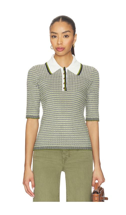 Veronica Beard Soza Polo Top in Green by VERONICA BEARD