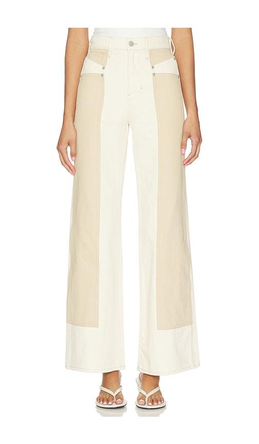 Veronica Beard Taylor Wide Leg Jeans in Cream,Beige by VERONICA BEARD