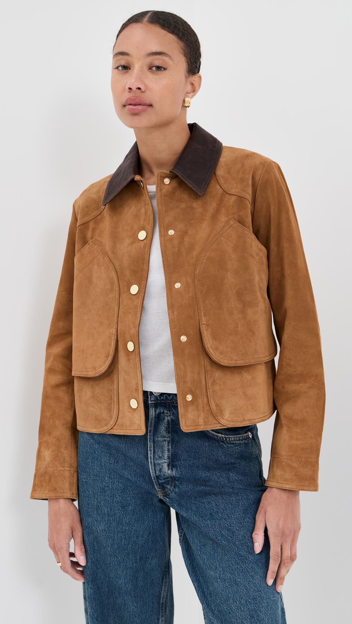 Walters Leather Cropped Barn Jacket by VERONICA BEARD