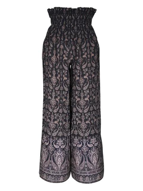 shirred paisley trousers by VERONICA BEARD