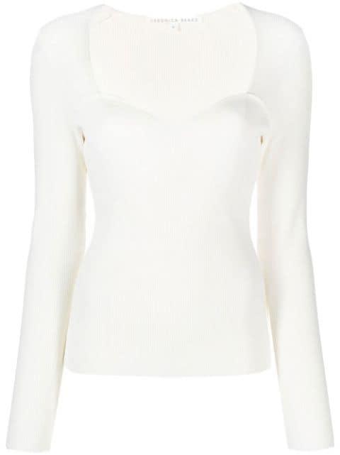 sweetheart ribbed knit top by VERONICA BEARD
