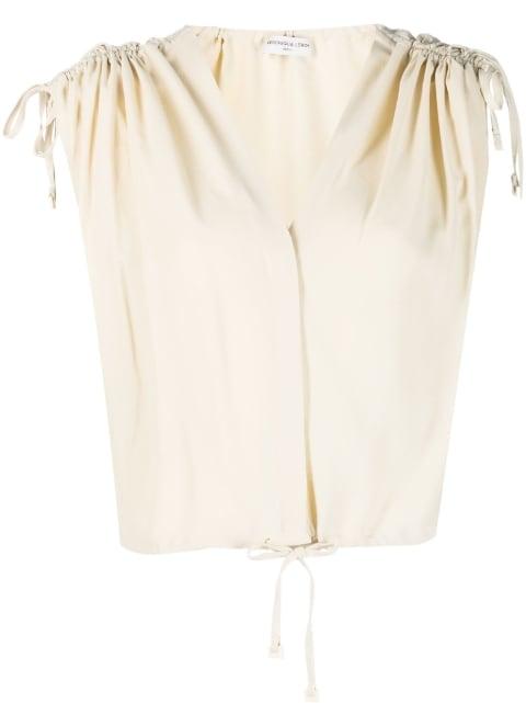 draped-shoulder cropped top by VERONIQUE LEROY