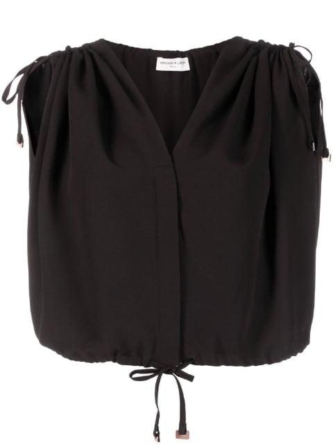 draped-shoulder cropped top by VERONIQUE LEROY