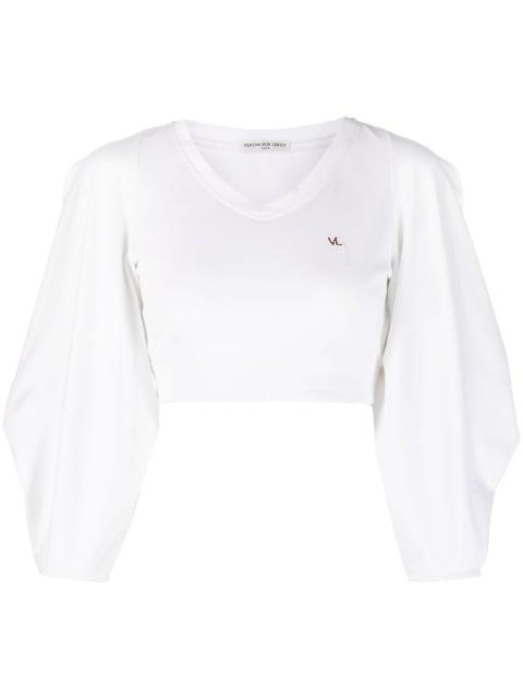 draped-sleeve cropped jersey by VERONIQUE LEROY