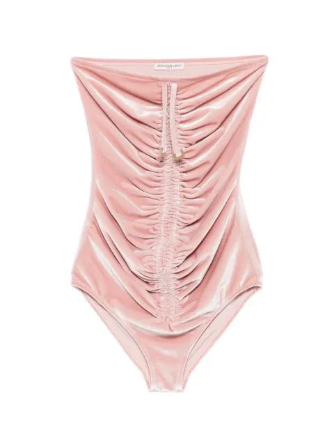 ruched velvet bodysuit by VERONIQUE LEROY