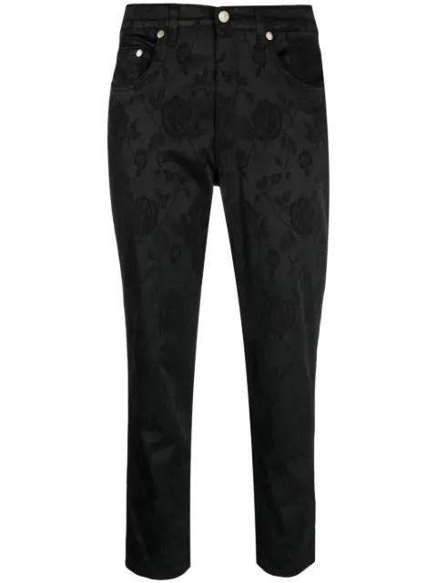 2000s floral-jacquard cropped trousers by VERSACE 
