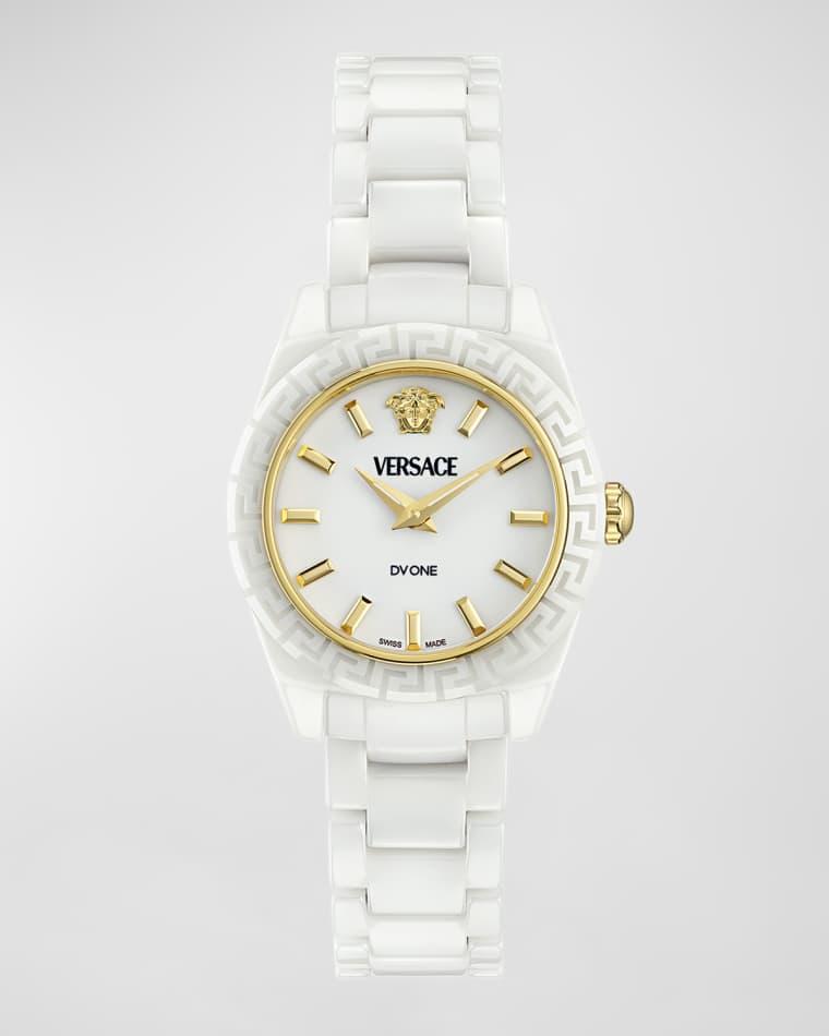 28mm DV One Watch with Bracelet Strap, White by VERSACE