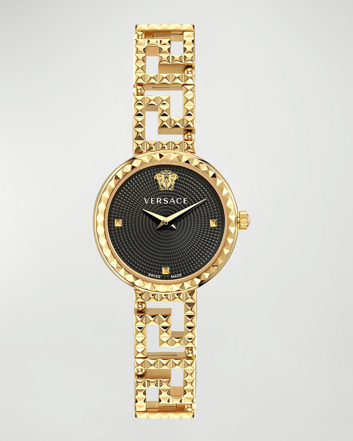 28mm Greca Goddess Watch with Bracelet Strap, Black by VERSACE