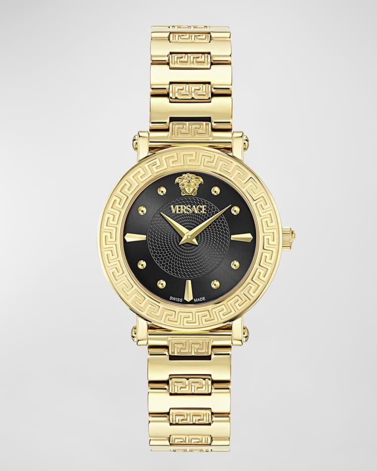 35mm Greca Sphere Watch with Bracelet Strap, Gold/Black by VERSACE