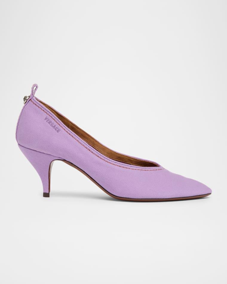 65mm Canvas Pointed-Toe Pumps by VERSACE