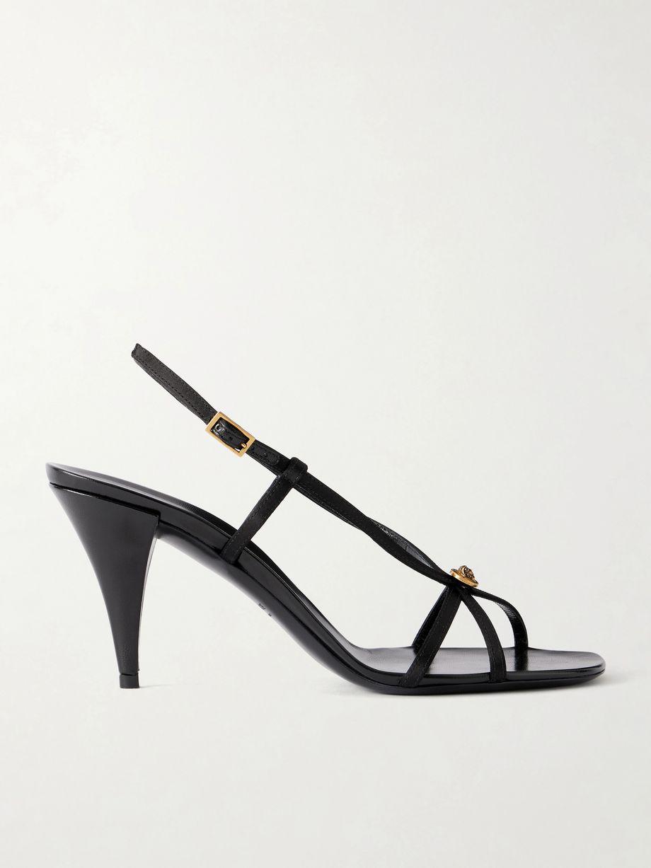 80 satin logo-embellished sandals by VERSACE