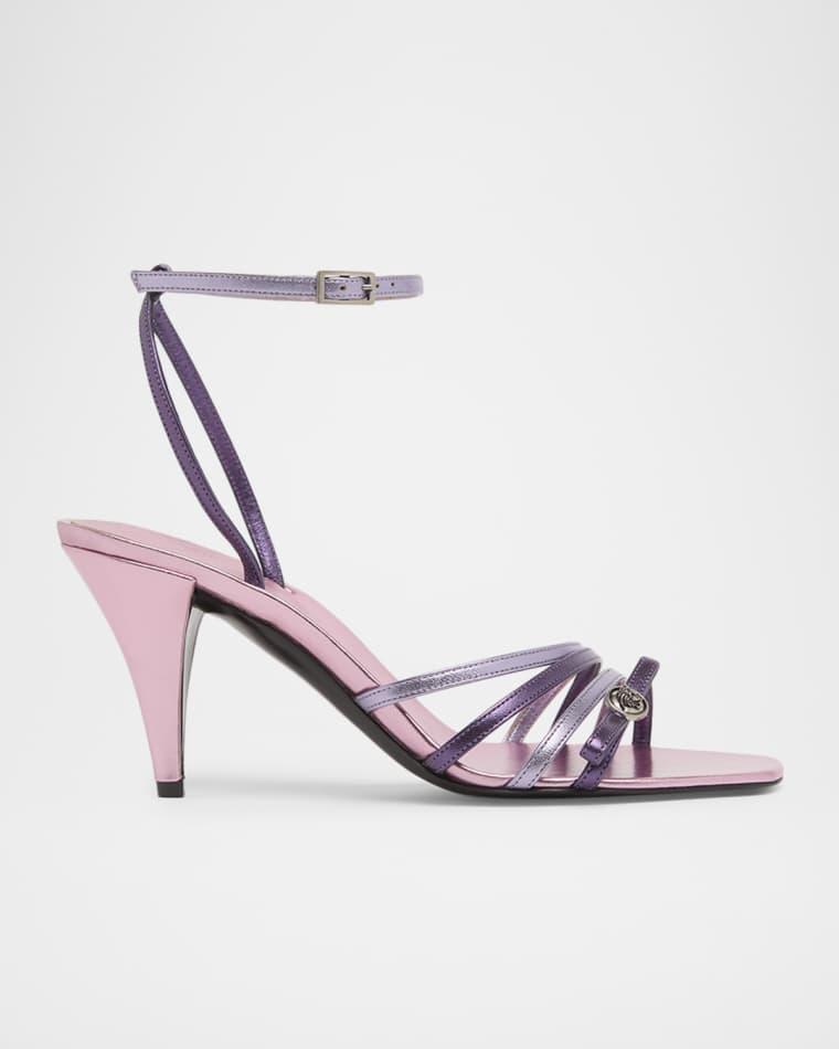 80mm Medusa Metallic Laminated Leather Sandals by VERSACE
