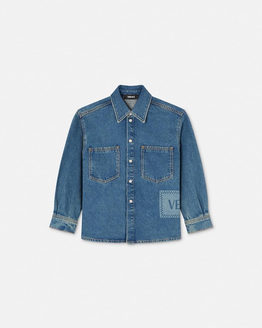 90s vintage logo denim kids shirt by VERSACE
