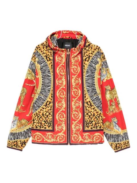 Animalier zip-up hoodied jacket by VERSACE