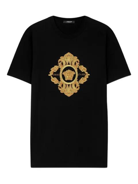 Architectural Baroque-embroidered T-shirt by VERSACE