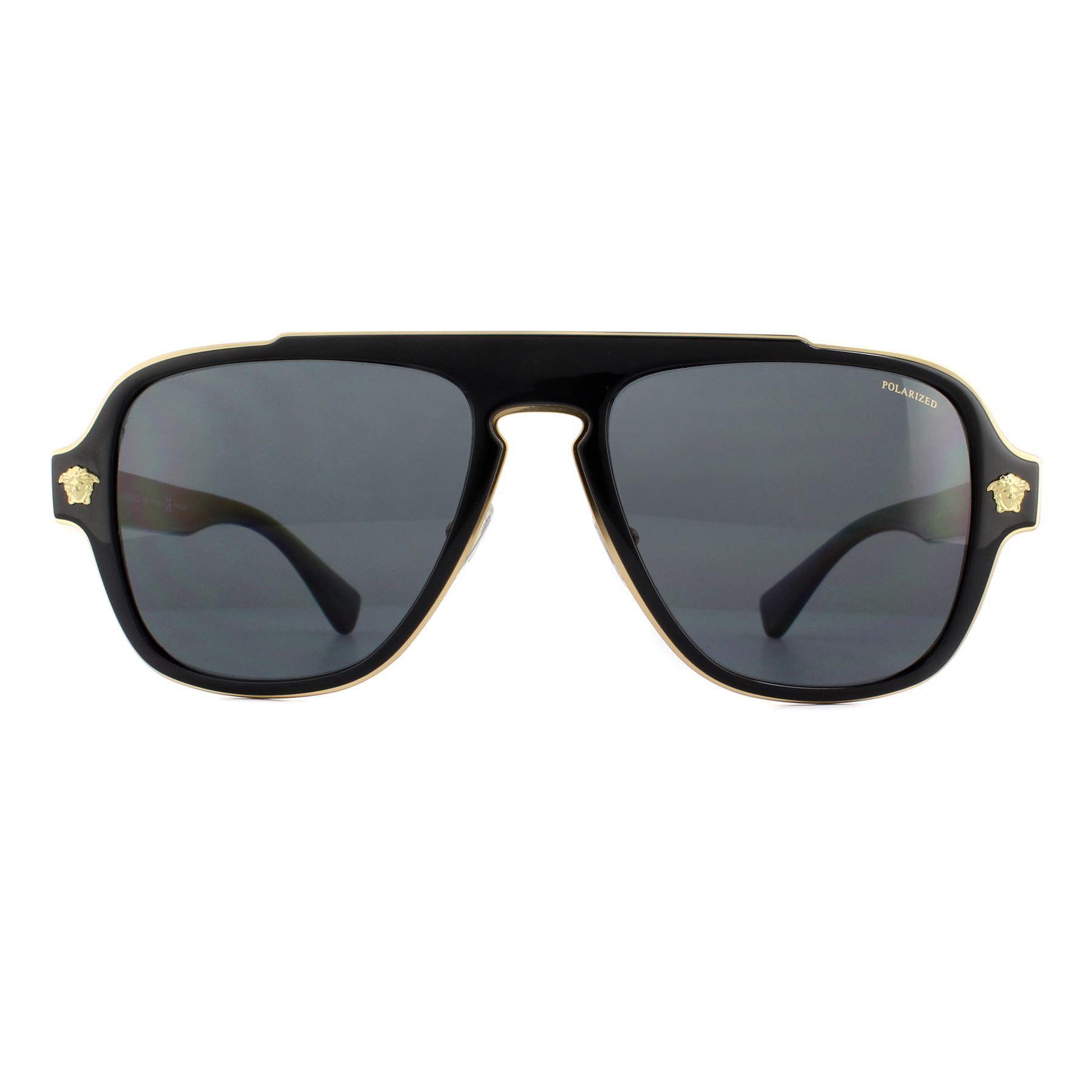 Aviator Black Grey Polarized VE2199 Sunglasses by VERSACE Aviator Black Grey Polarized VE2199 Sunglasses by VERSACE