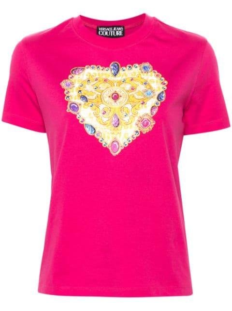 Barocco Heart-print T-shirt by VERSACE