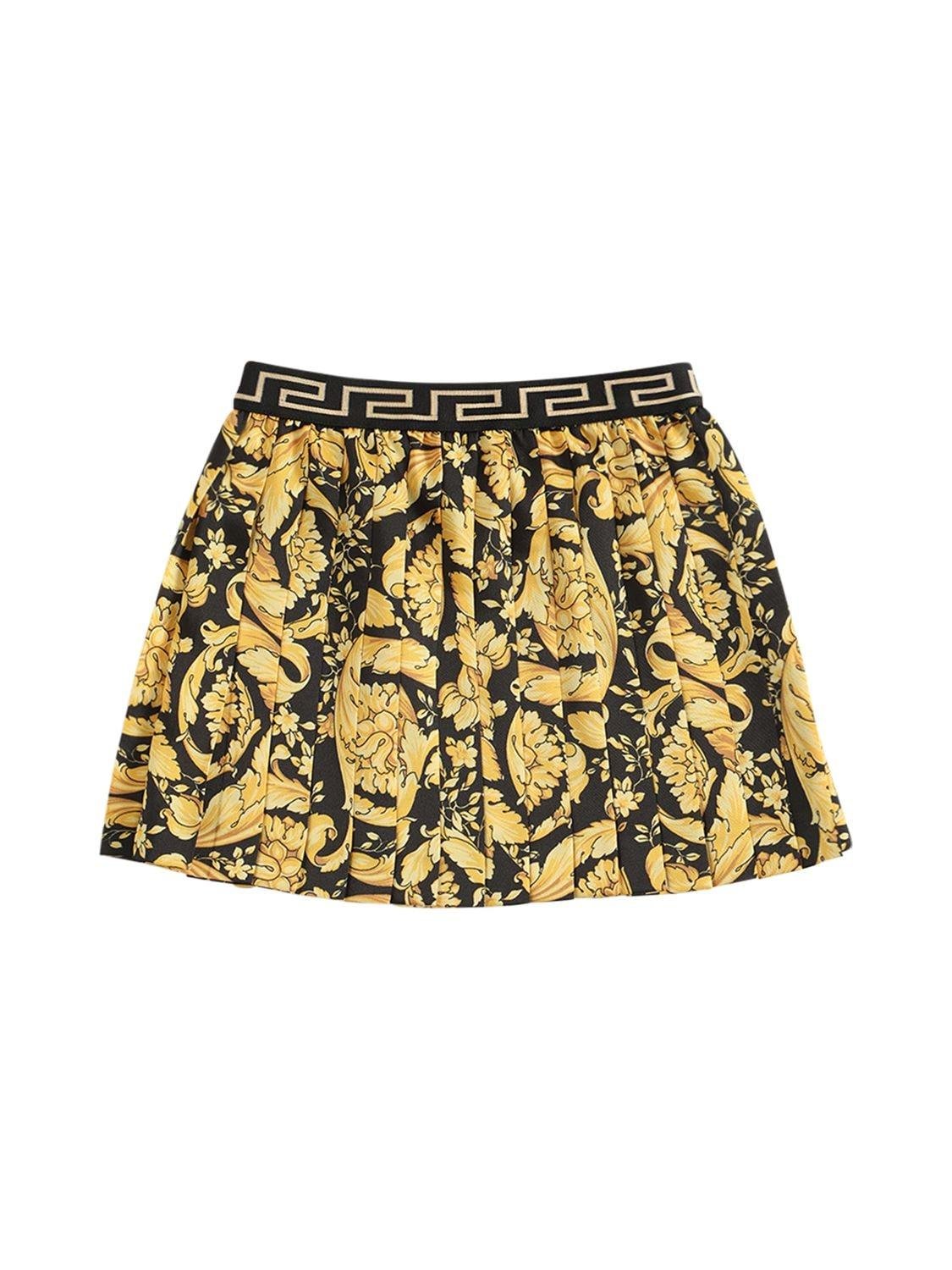 Barocco Print Pleated Twill Mini Skirt by VERSACE
