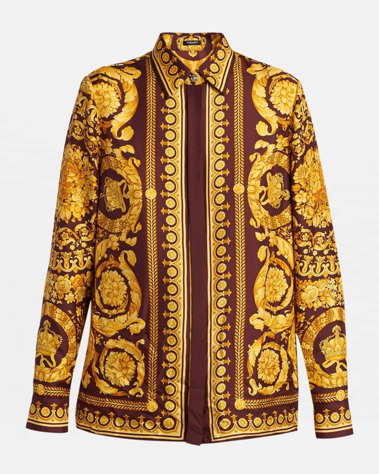Barocco Print Silk Shirt by VERSACE