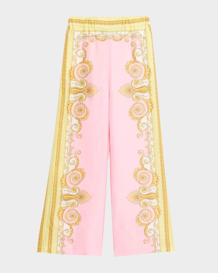 Barocco Print Silk Twill Pants by VERSACE