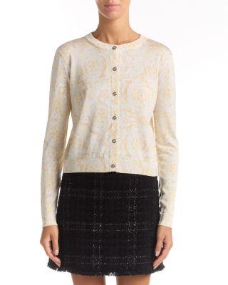 Barocco Printed Silk Cardigan Sweater by VERSACE