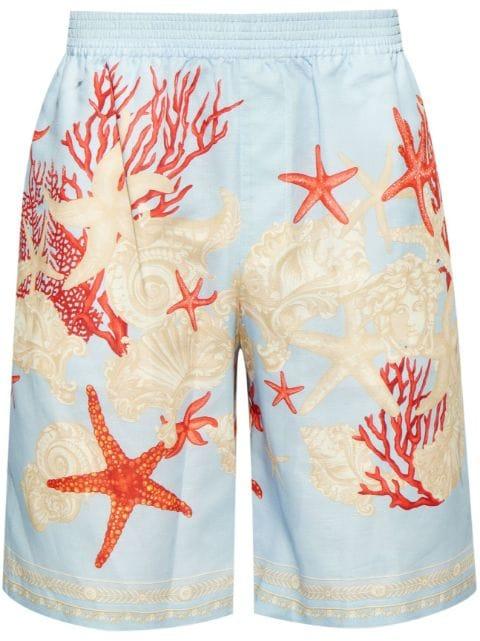 Barocco-Sea cotton shorts by VERSACE