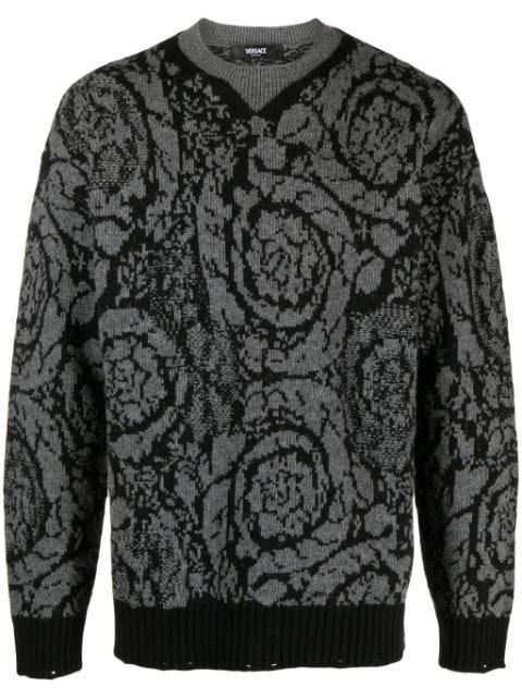 Barocco-intarsia wool jumper by VERSACE