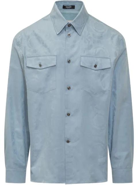 Barocco-jacquard denim shirt by VERSACE
