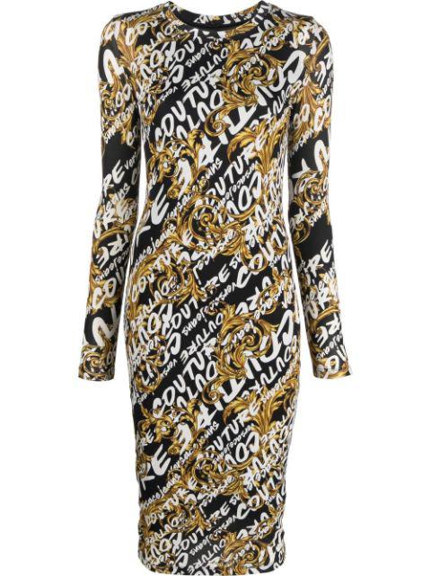 Barocco logo-print midi dress by VERSACE