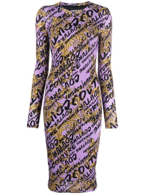 Barocco logo-print midi dress by VERSACE