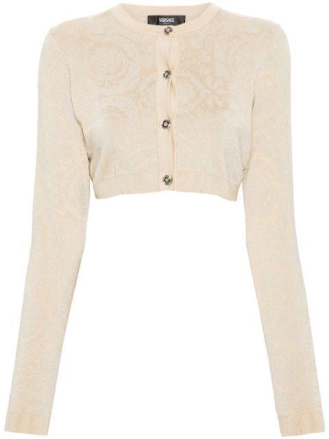 Barocco lurex cropped cardigan by VERSACE