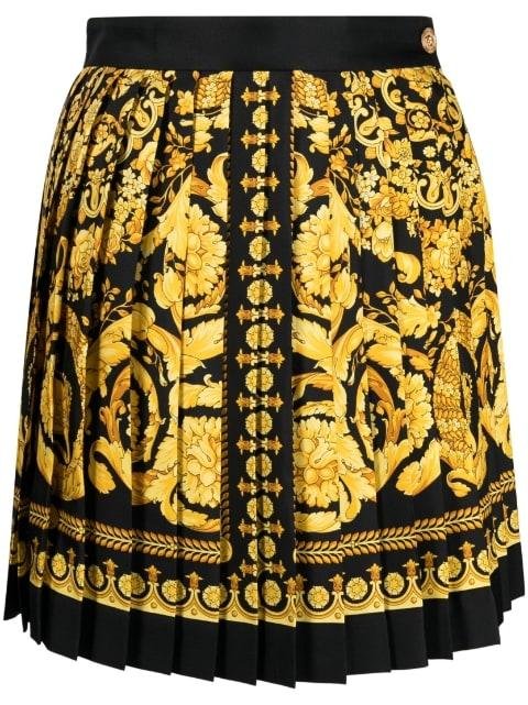 Barocco pleated silk skirt by VERSACE