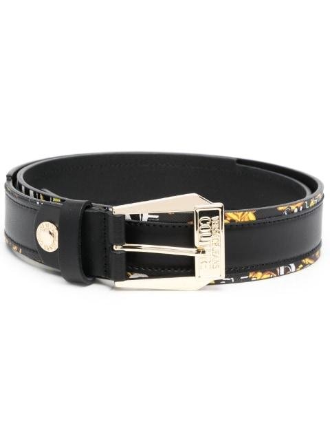 Barocco-print buckle leather belt by VERSACE