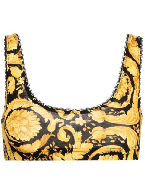 Barocco-print cotton bra by VERSACE