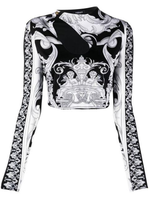 Barocco-print crop top by VERSACE