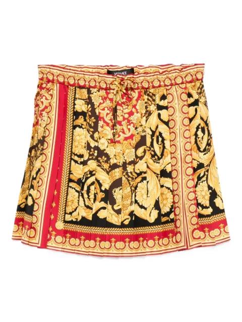 Barocco-print pleated mini skirt by VERSACE