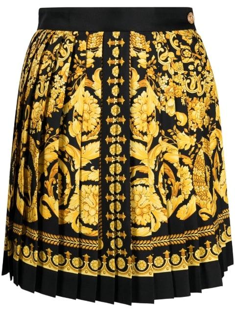 Barocco-print pleated skirt by VERSACE