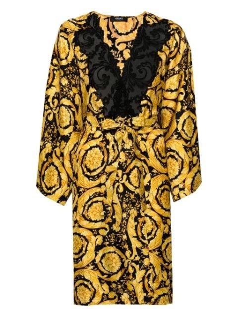 Barocco-print silk robe by VERSACE