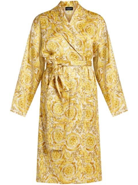 Barocco-print silk-satin robe by VERSACE
