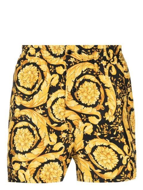Barocco-print silk shorts by VERSACE