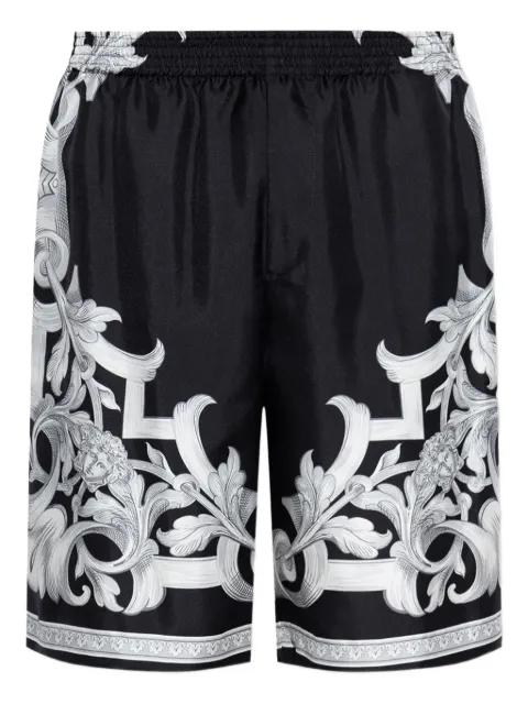 Barocco-print silk shorts by VERSACE