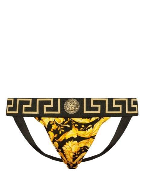 Barocco print stretch cotton jockstraps by VERSACE