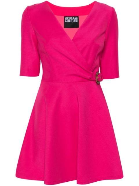 Baroque-buckle mini dress by VERSACE