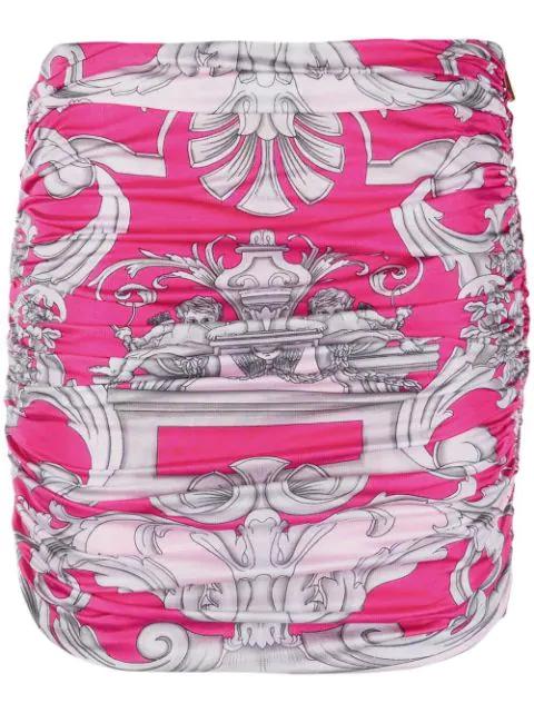 Baroque-print mini skirt by VERSACE