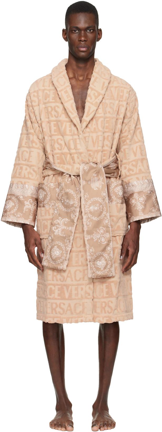 Beige 'I Heart Baroque' Bathrobe by VERSACE